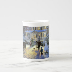 Caneca De Porcelana Vintage Winter Town Christmas Hors (Horto de Natal