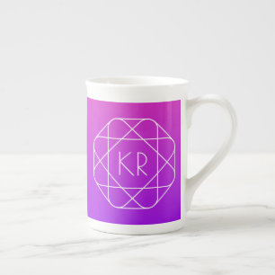 Caneca De Porcelana Violeta roxa magenta geométrica legal do monogram