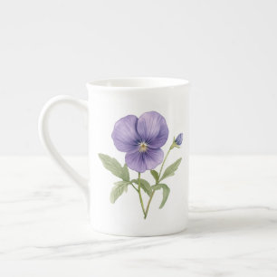 Caneca De Porcelana Violetas Flor de Nascimento de Fevereiro