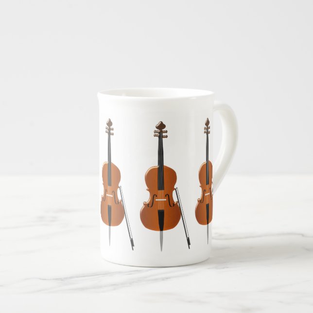 Caneca De Porcelana Violoncelo (Frente Esquerda)