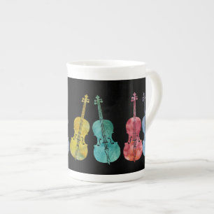 Caneca De Porcelana Violoncelos coloridos
