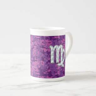 Caneca De Porcelana Virgo Zodiac - Sinal rosa Fuscsia Digital Camoufla