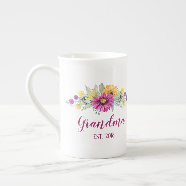 Caneca De Porcelana Vovó PERSONALIZÁVEL, Mamaw, Grams, etc... (Esquerda)
