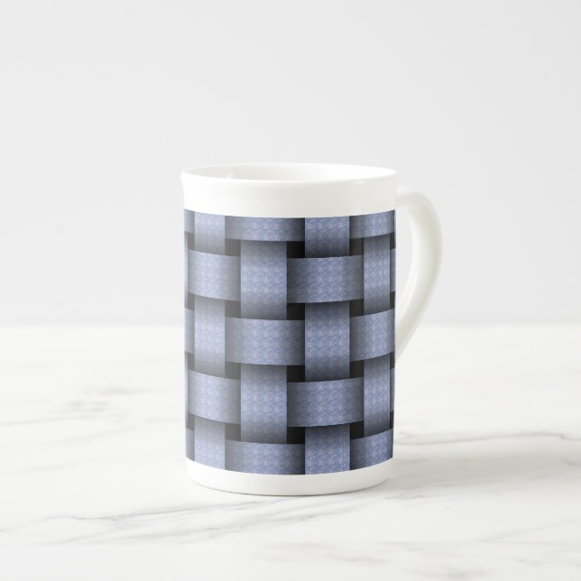 Caneca De Porcelana Weave do Cesto Azul (Frente Esquerda)