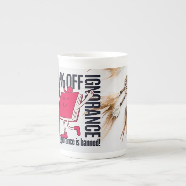 Caneca De Porcelana Whimsical Red Book Character Ignorance Banned  (Frente)