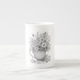 Caneca De Porcelana Wildflowers & Bee Vintage Teacup Mug