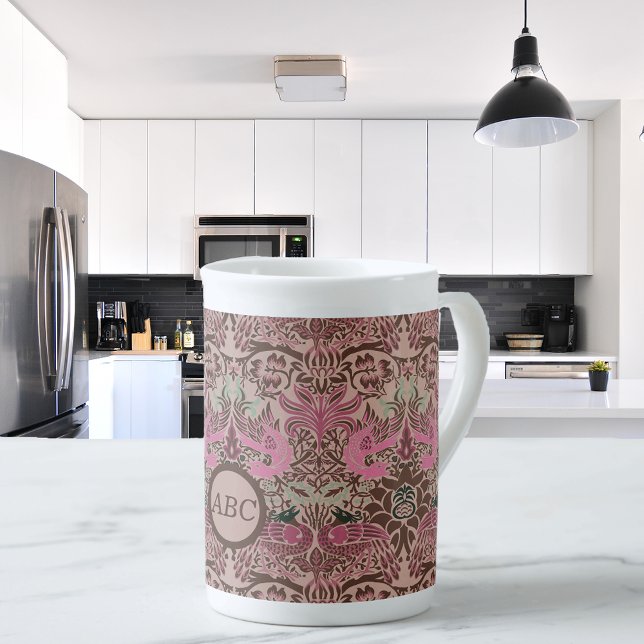 Caneca De Porcelana William Morris Peacock e Dragon Monograma (Criador carregado)
