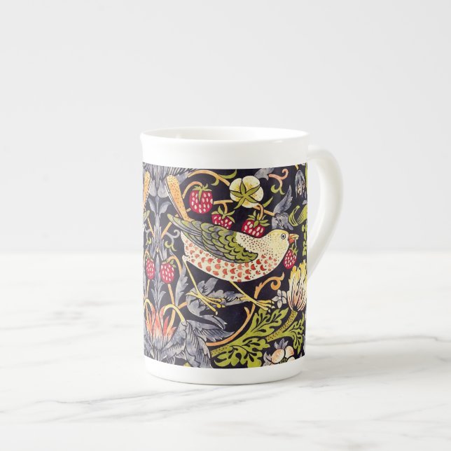 Caneca De Porcelana William Morris Strawberry Thef Floral Art Nouveau (Frente Esquerda)