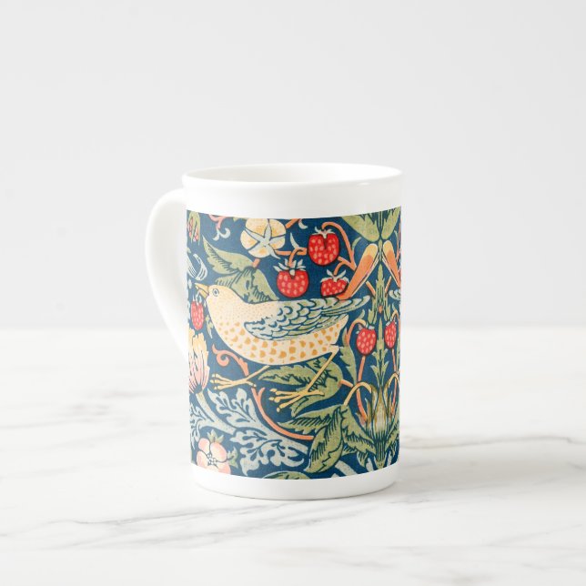 Caneca De Porcelana William Morris Strawberry Thief Padrão Floral (Frente Esquerda)