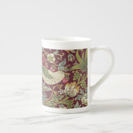 Caneca De Porcelana William Morris Strawberry Thief Patterno Têxtil