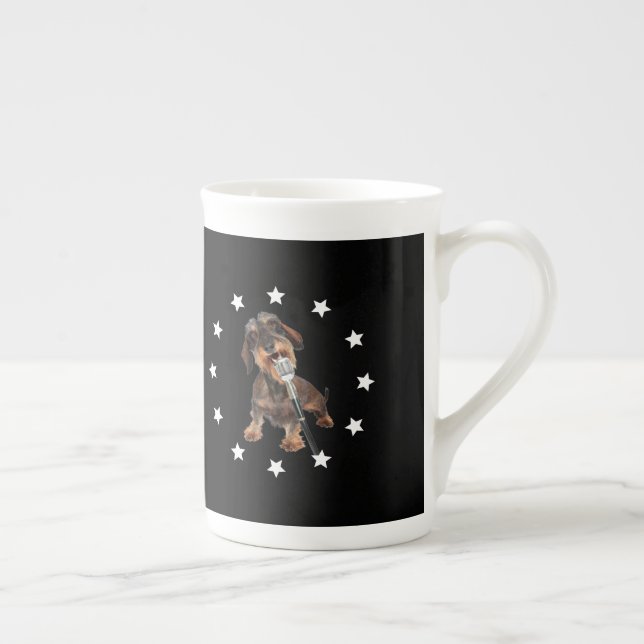 Caneca De Porcelana Wirehaired Dachshund Singer (Direita)