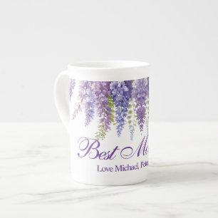 Caneca De Porcelana Wisteria de aquarela roxa Elegante floral Melhor M
