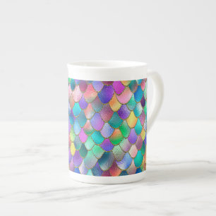 Caneca De Porcelana Wonky Rainbow Glitter Metal Scales de Sereia