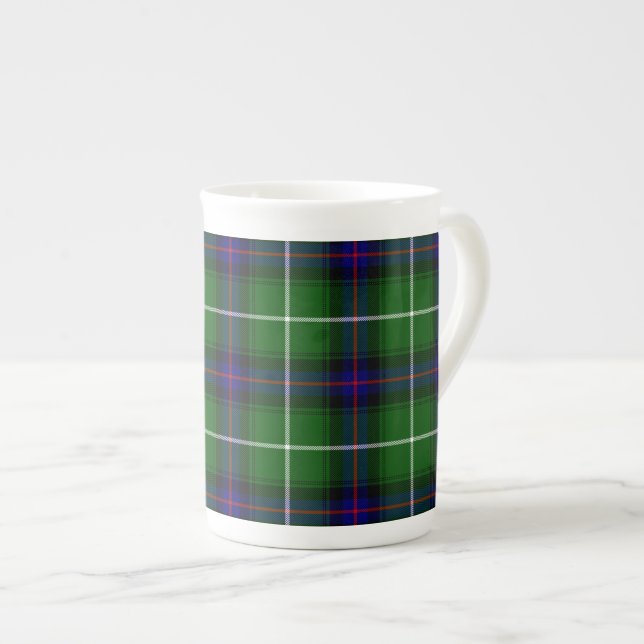 Caneca De Porcelana Xadrez azul verde MacDonald tartan (Frente Esquerda)