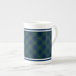 Caneca De Porcelana Xadrez do verde azul e do amarelo do Tartan da