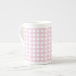 Caneca De Porcelana Xadrez Rosa Pastel
