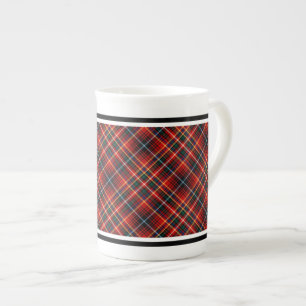 Caneca De Porcelana Xadrez vermelha e preta do Tartan da família de
