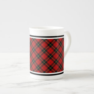 Caneca De Porcelana Xadrez vermelha e preta do Tartan de Wallace do
