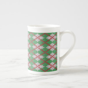 Caneca De Porcelana XMAS ARGYLE KNIT Bone China Mug