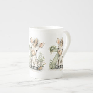 Caneca De Porcelana Zebra alfabeto adorável de animais bebês aquarela