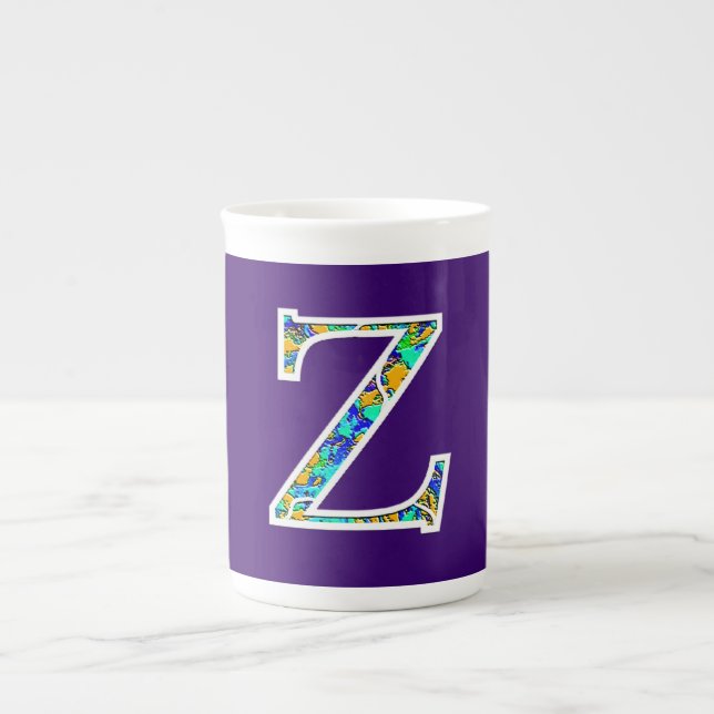 Caneca De Porcelana Zz iluminou o monograma (Frente)