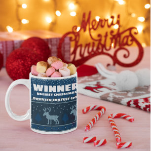 Caneca de Prêmio de Concurso de Suéter de Natal Fe