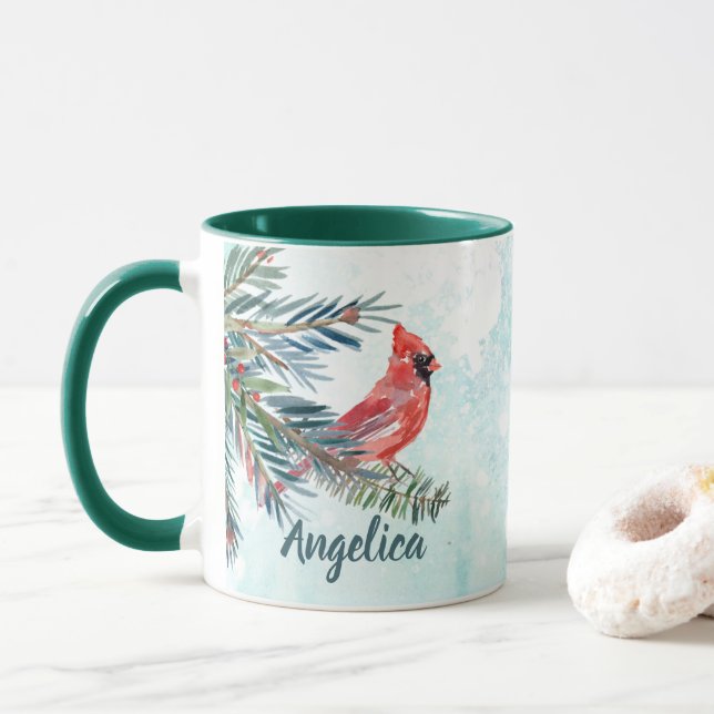Caneca de Presente Cardeal com Nome Personalizado (Com Donut)