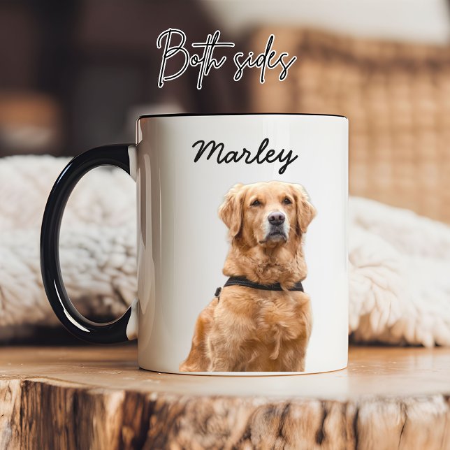 Caneca de Presente com Foto Personalizada de Anima (Custom Dog Photo Mug with Pet Name, Personalized Cat Photo Coffee Cup for Her, Dog Mom or Dog Dad)