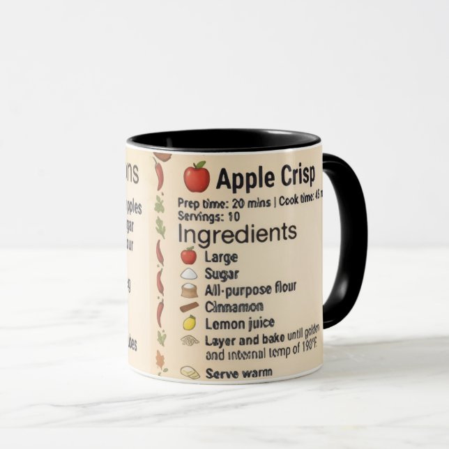 Caneca de Presente Culinário com Receita de Maçã C (Frente Esquerda)
