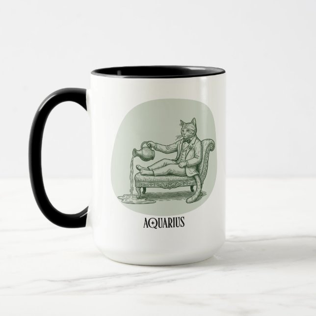 Caneca de presente de aniversário de Aquário com p (Esquerda)