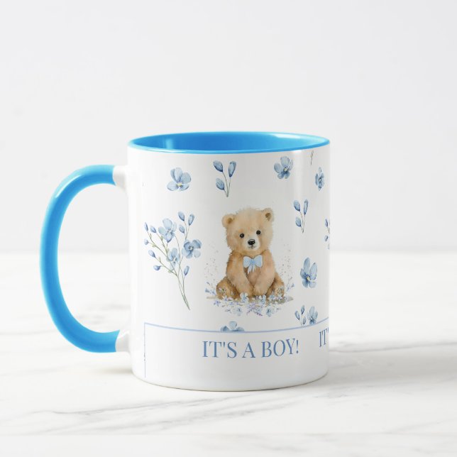 Caneca de presente de chá de bebê urso de pelúcia  (Esquerda)