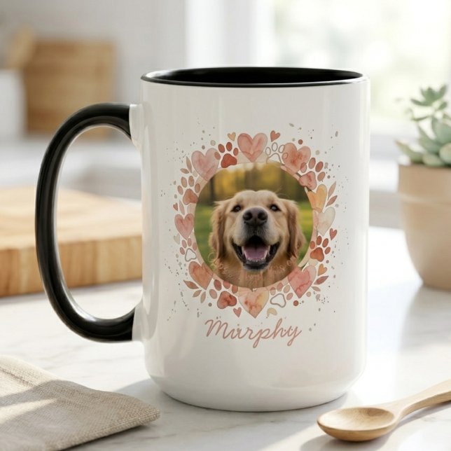 Caneca de Presente de Coroa de Aquarela para Amant (Pet photo watercolor dog lover mug)
