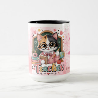 Caneca de Presente de Professora de Gato Fofa