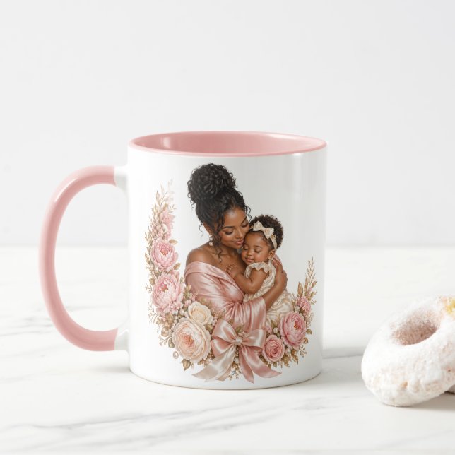 Caneca de presente do Dia das Mães luxuosa preto m (Com Donut)