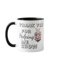 Caneca de professor de floral 'Obrigado por me aju