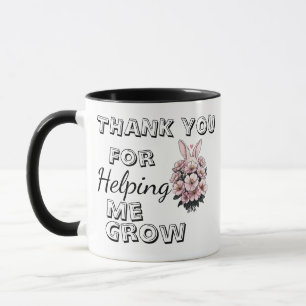 Caneca de professor de floral 'Obrigado por me aju
