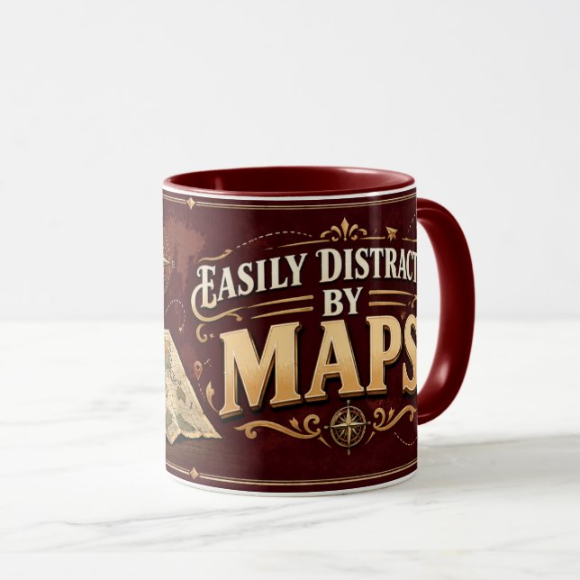 Caneca de Professor de Geografia - Facilmente Dist (Frente Esquerda)