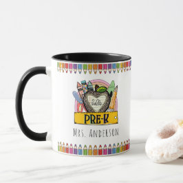 Caneca de Professor Lápis de Cor Arco-íris