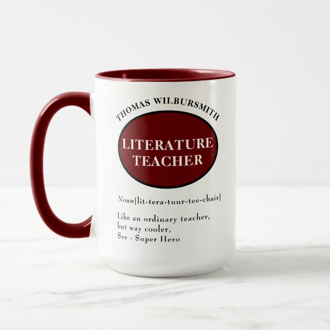 Caneca de Professora Personalizada de Literatura (Esquerda)