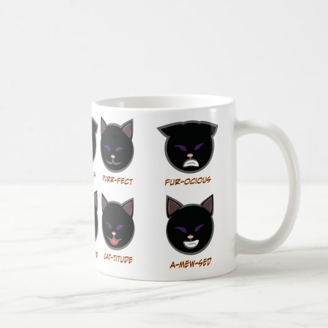 Caneca de Punny o Dia das Bruxas do gato preto (Direita)