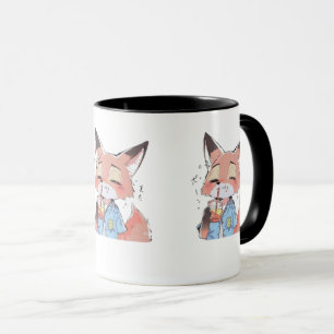 Caneca de raposa laranja fofa bebendo suco – Lo di
