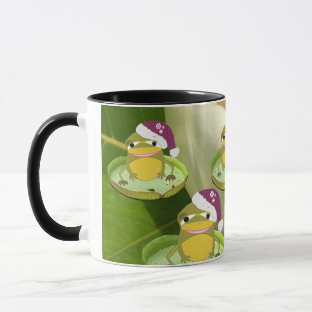 Caneca de Rãs de Natal Divertidas (Esquerda)