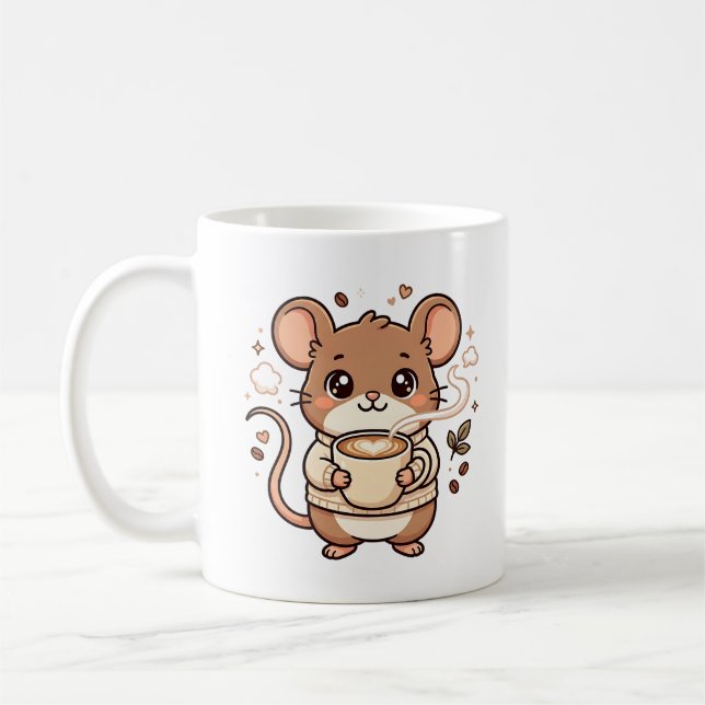 Caneca de Rato Kawaii Presente para Amante de Café (Esquerda)