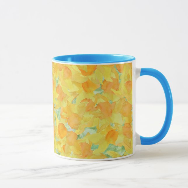 Caneca de Ringer Azul e Branca, Ouro (Direita)