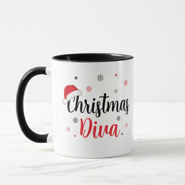 Caneca de Rosto de Papai Noel de Natal Moderno (Esquerda)