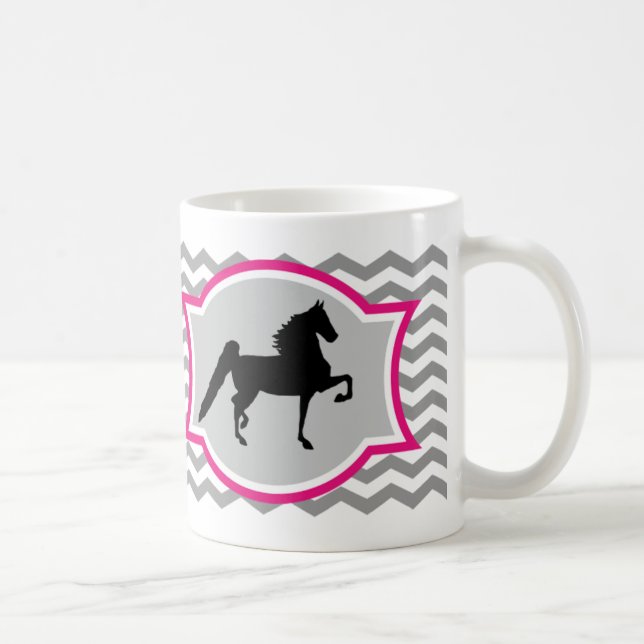 Caneca de Saddlebred do americano - cinzas e rosa (Direita)