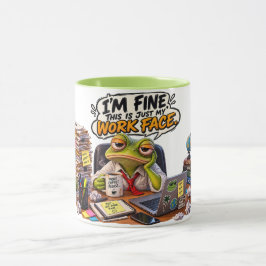 Caneca de Sapo com Rosto de Trabalho Eu Estou Bem