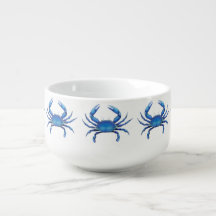 Caneca oriental da sopa do caranguejo azul