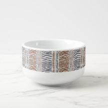 Caneca de Sopa com Listras Modernas Cinza Marrom