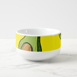Caneca De Sopa Cute Avocado Pattern Ceramic Bowl - Vibrant Yellow